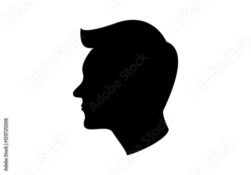 Silueta negra de la cara de un hombre de perfil. Silueta de un rostro masculino. Concepto de persona o humano