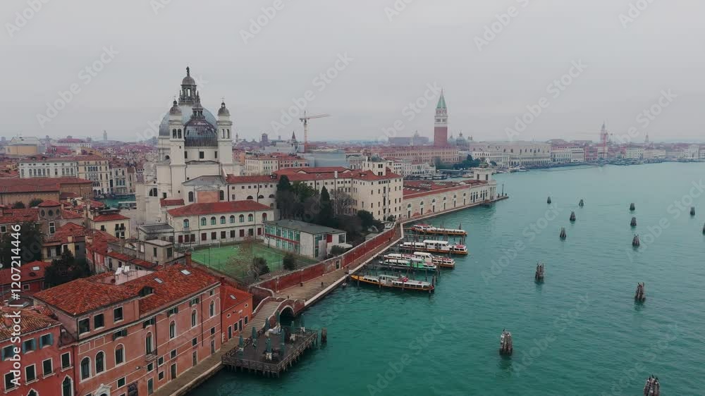 Venice, italy, showcasing canals, historic buildings, and vibrant scenery, aerial view
