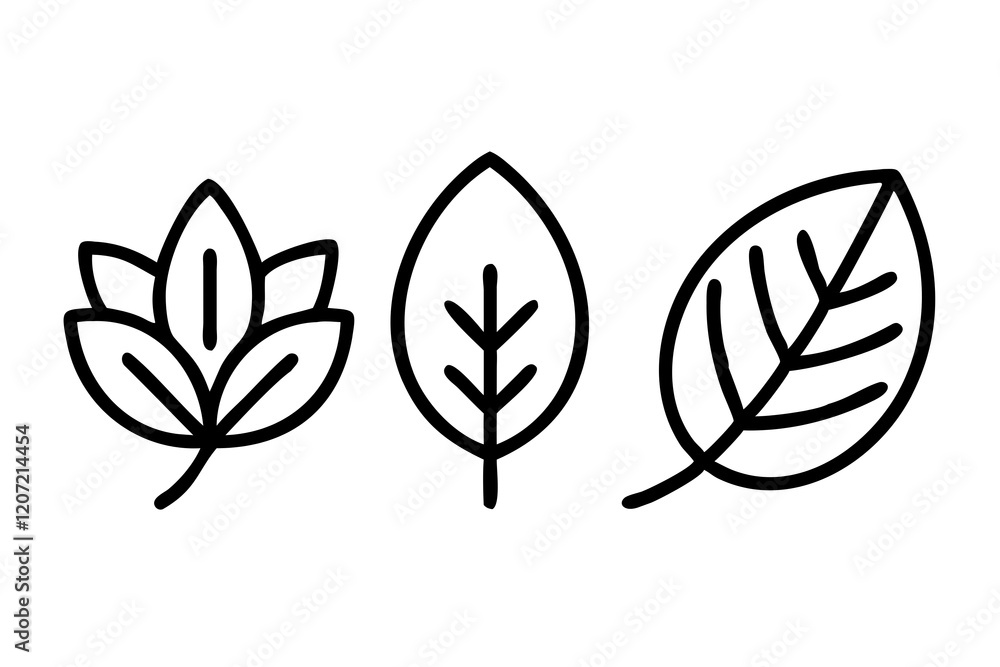 leaf line icon set leaf line icon set