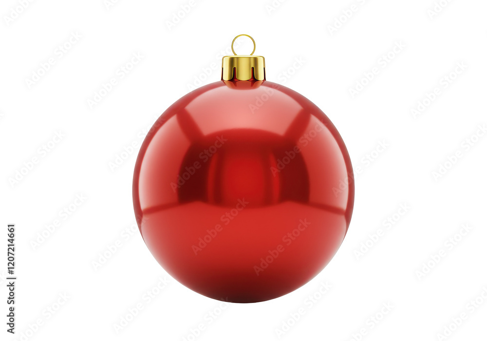 Glossy red Christmas ball with golden cap, isolated on white background Glossy red Christmas ball with golden cap, isolated on white background