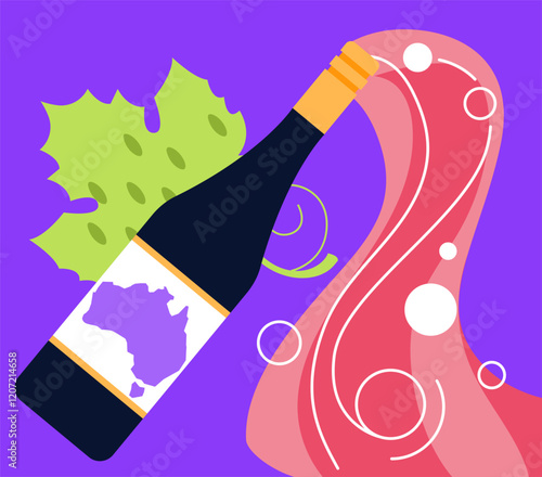 Wine from Australia - modern colored vector illustration