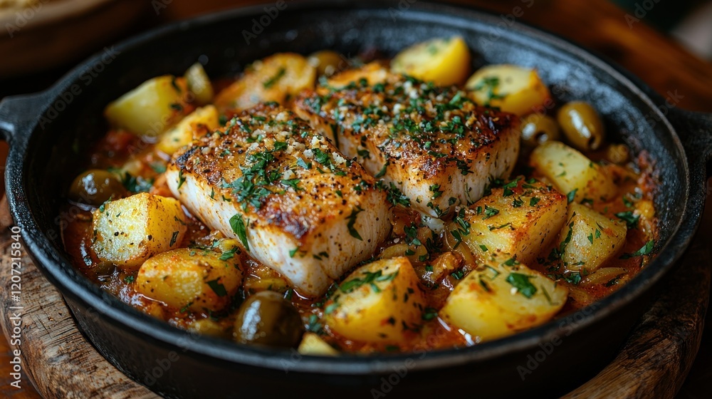 Delicious Baked Cod with Potatoes and Olives Delicious Baked Cod with Potatoes and Olives