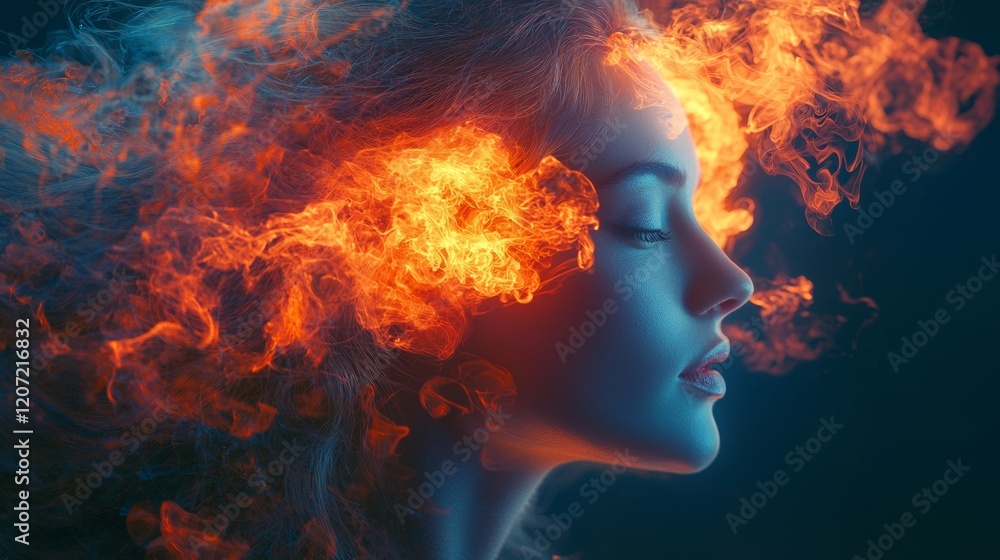 Fiery Portrait of a Woman in Flames Fiery Portrait of a Woman in Flames