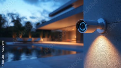 Modern Home Security System with Night Vision Camera photo