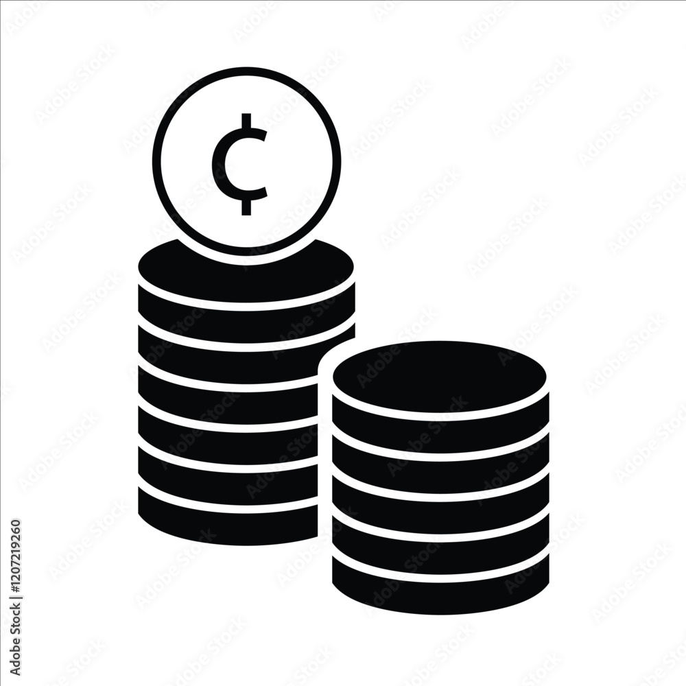 Cent coins stacks icon stock illustration Cent coins stacks icon stock illustration