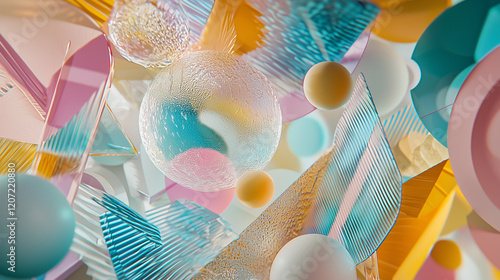 Abstract 3D Geometric Composition in Pastel Tones
