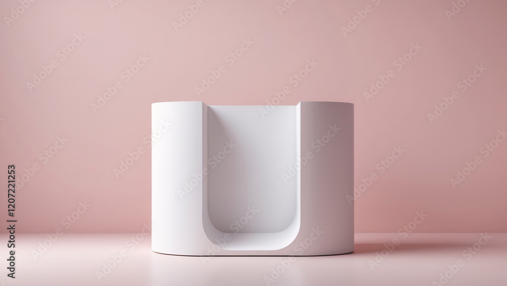 White display stand for showcasing products in advertisements with soft pastel pink background in marketing content Realistic 3D Podium for Mockup White display stand for showcasing products in advertisements with soft pastel pink background in marketing content Realistic 3D Podium for Mockup