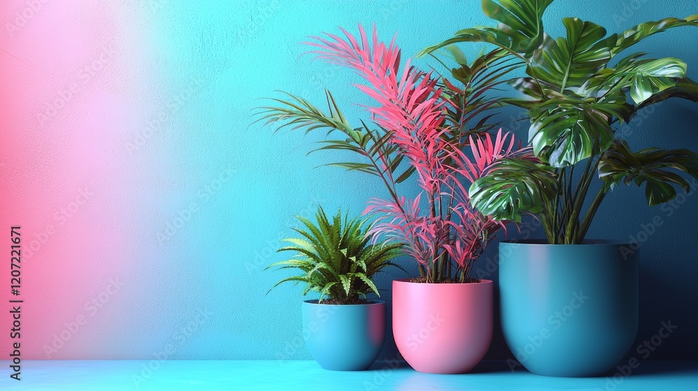 Modern Planters with Vibrant Greenery Modern Planters with Vibrant Greenery