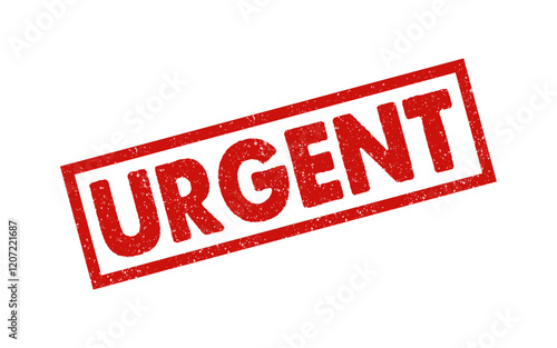 Urgent text red ink rubber stamp sign symbol seal badge dusty grunge effect on transparent background immediate emergency investigation popular important task