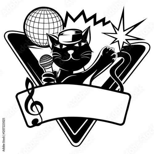 disko cat with microphone