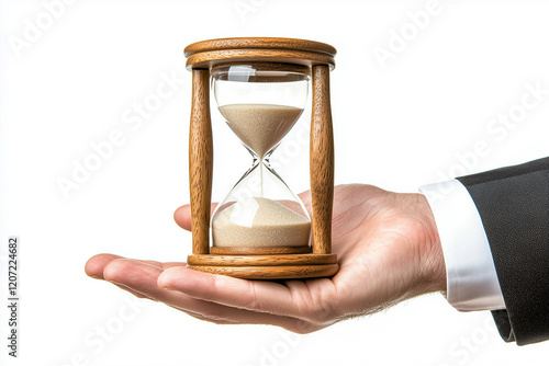 Holding an hourglass symbolizes the passage of time in a business environment photo