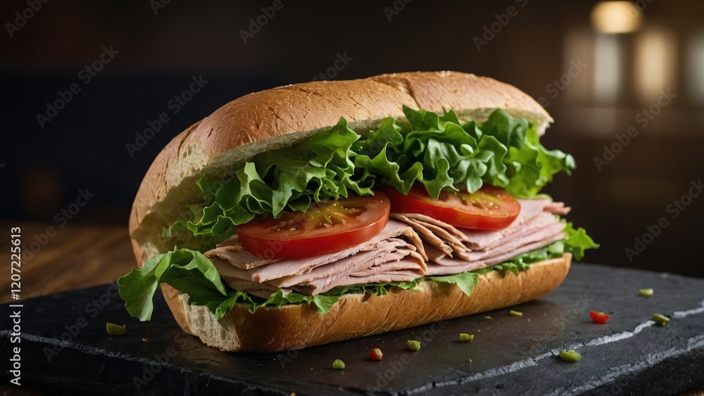 Freshly Made Sandwich with Lettuce and Tomato - Perfect for Food Illustrations or Stock Photography Freshly Made Sandwich with Lettuce and Tomato - Perfect for Food Illustrations or Stock Photography
