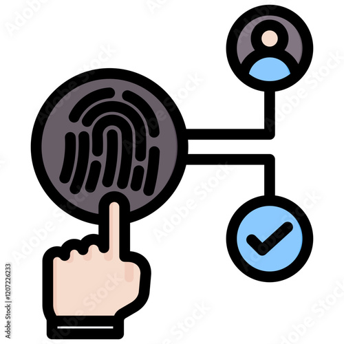 Biometric Authentication Outline Color Icon