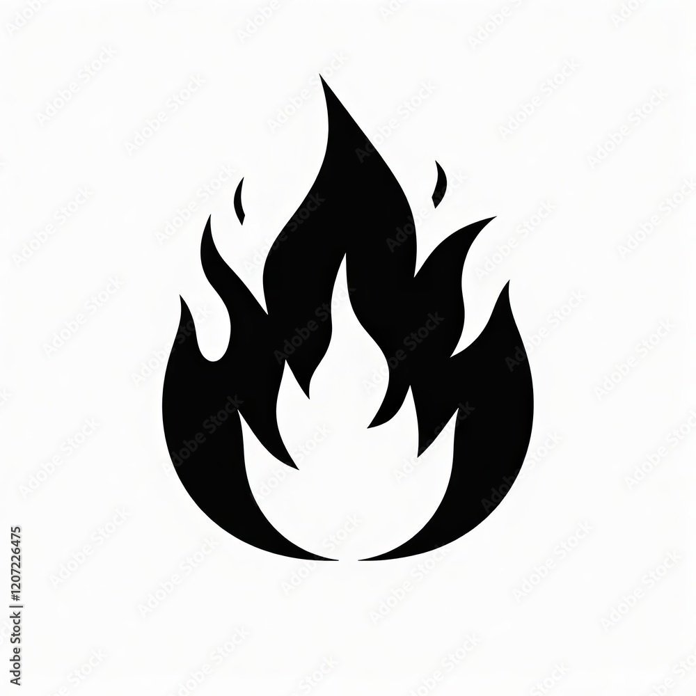Black flame icon on a white background Black flame icon on a white background