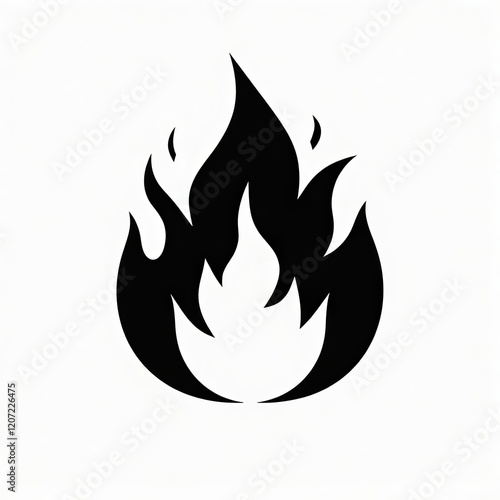 Black flame icon on a white background