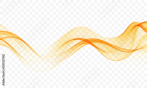 Streaming abstract gold colored wave on white background.
