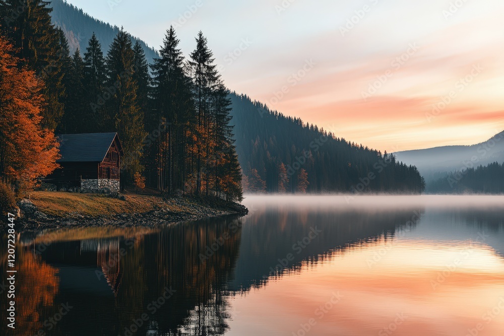 Fototapeta premium View of Reine - Lofoten Islands in Norway. Beautiful simple AI generated image