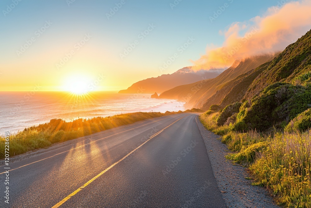 Naklejka premium Top of Reinebringen - Lofoten. Beautiful simple AI generated image