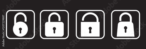 Lock icon set. Padlock open and closed. Locked and unlocked icon. Security symbol.