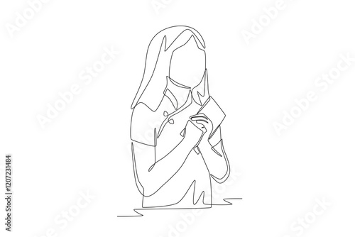 Children receiving red envelopes concept one-line drawing