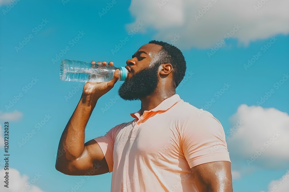 Man hydrating post-workout Man hydrating post-workout
