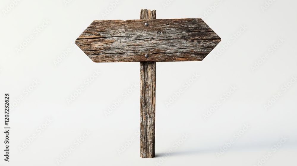 Naklejka premium Directional wood sign post outdoor setting nature environment rustic viewpoint travel concept