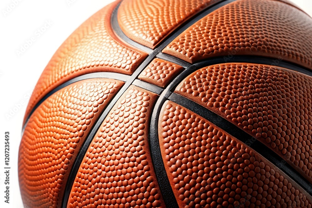 Fototapeta premium Close-up Textured Basketball, Isolated White Background - High-Resolution Stock Photo
