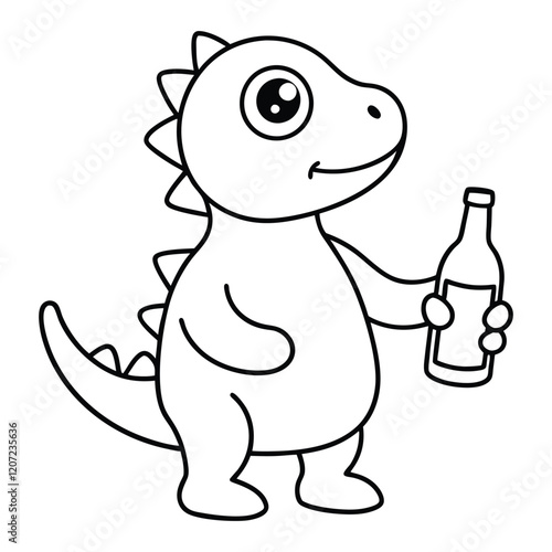 
Dinosaur with wine bottle Vector illustration

