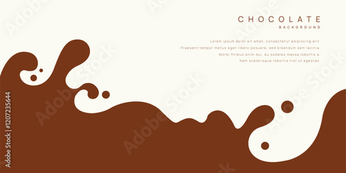 Chocolate background of Modern poster, dynamic splashes and drops. Vector illustration in a flat style of minimalism