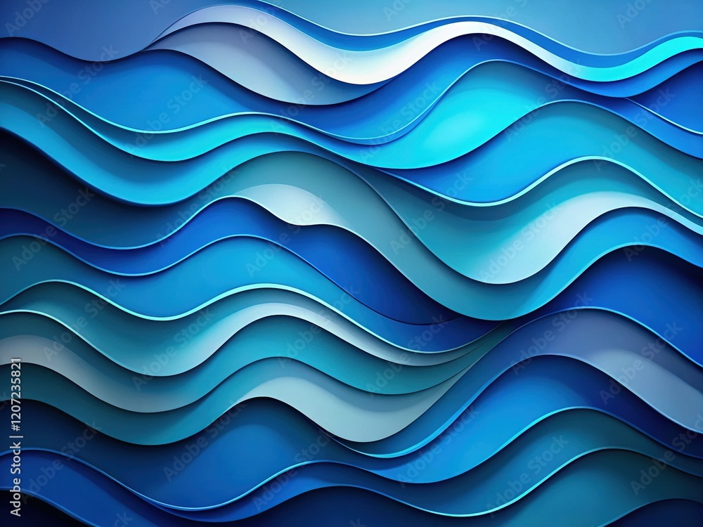 Fototapeta premium Elegant Abstract Blue Wave Papercut Background Texture - High Resolution Stock Photo