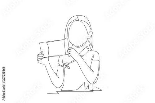 Children receiving red envelopes concept one-line drawing