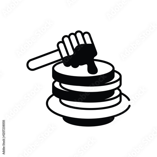 Pancakes with honey vector icon