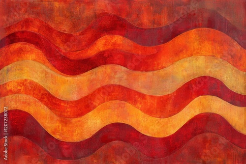 Abstract Red Orange Wave Painting Texture Art