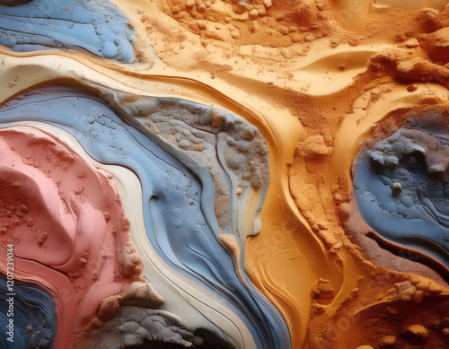 Textured Abstract Surface With Vibrant Colors in a Flowing Organic Pattern. Fluid background