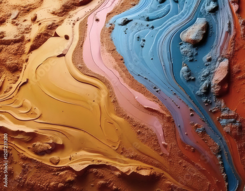 Textured Abstract Surface With Vibrant Colors in a Flowing Organic Pattern. Background
