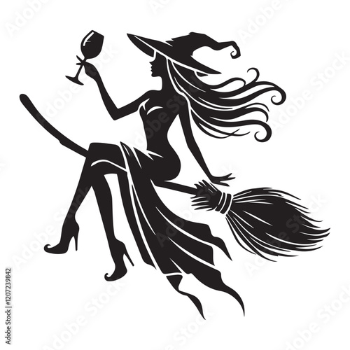 Wine fairy Silhouette Vector illustration