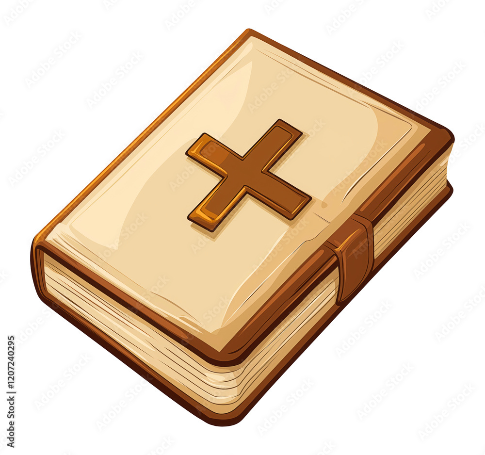 Fototapeta premium Light brown Bible artwork with a brown cross on it