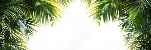 Wallpaper Mural Lush Green Palm Fronds Frame White Background Tropical Summer Design Torontodigital.ca