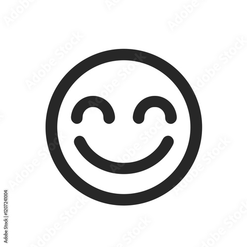 Stylized black-and-white illustration of a smiling face emoji, representing happiness and positivity