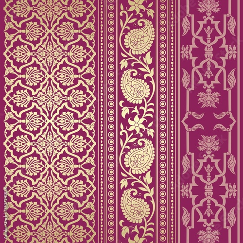 wedding card design, traditional paisley floral pattern , royal India