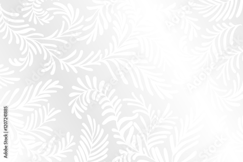 Background of frosted pine branches on a light gradient background, creating a soft, wintry, and elegant appearance.