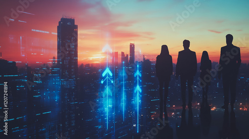 Wallpaper Mural abstract professional business team people connection of line from nail node to node on Smart digital cityscap and skyline background , Innovation networking concept Torontodigital.ca