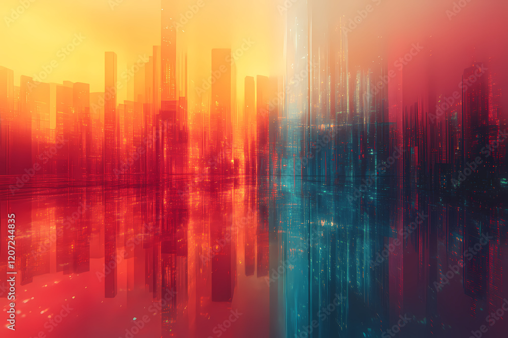 A building designed with half of its structure as solid reality and the other half as a glowing holographic projection. A seamless integration of physical and virtual A building designed with half of its structure as solid reality and the other half as a glowing holographic projection. A seamless integration of physical and virtual