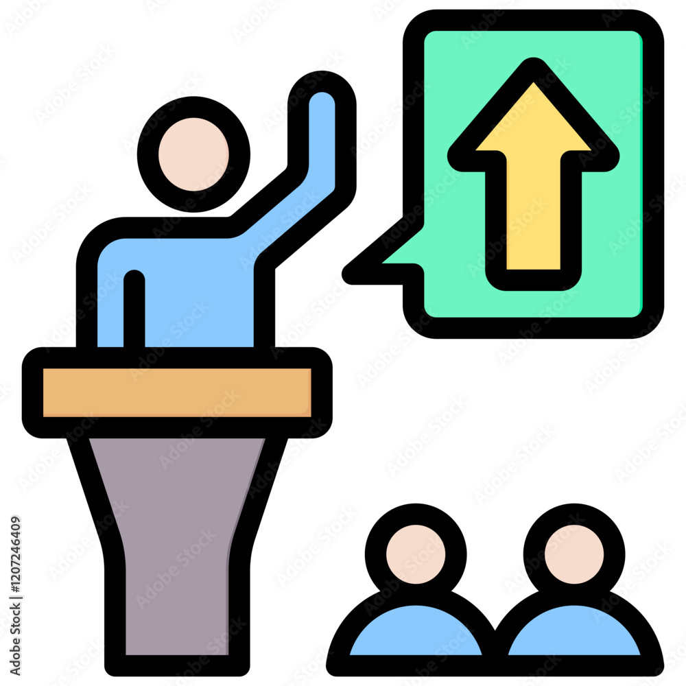 Motivational Speech Outline Color Icon Motivational Speech Outline Color Icon