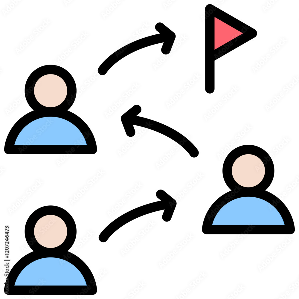 Team Building Strategies Outline Color Icon Team Building Strategies Outline Color Icon