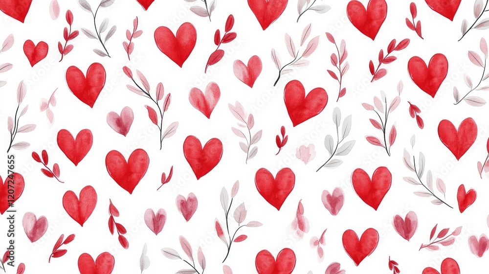 Seamless pattern of red love hearts and cute pink hearts Romantic holiday background design for Valentines Day or weddings Seamless pattern of red love hearts and cute pink hearts Romantic holiday background design for Valentines Day or weddings