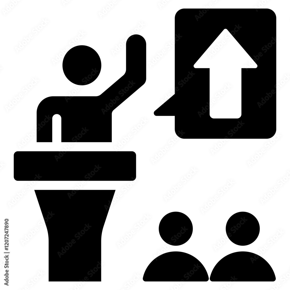 Motivational Speech Glyph Icon Motivational Speech Glyph Icon