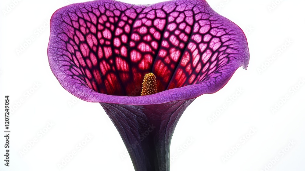 Obraz premium Purple flower with a yellow center. The flower is very large and has a lot of detail