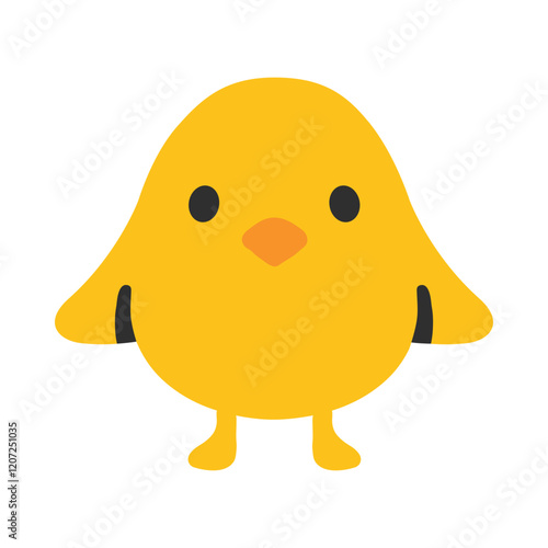 Front-Facing Baby Chick Illustration Clipart Isolated on White Background