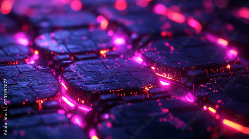 Fototapeta premium Abstract Glowing Pink and Purple Geometric Background